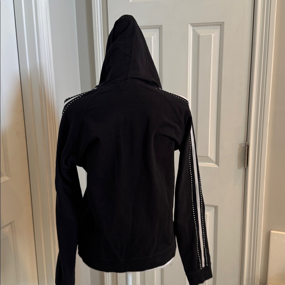 BCBG MaxAzria Vintage Black Hooded Jacket with Rhinestone & Studded Accents - Picture 9 of 12